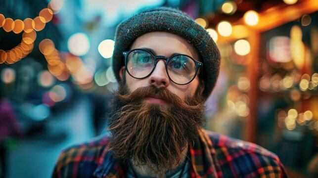 Bearded Man With Glasses and Hat