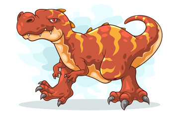 Cartoon red dinosaur on white background