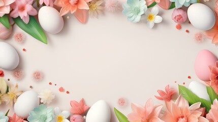 Naklejka na ściany i meble sfondo colorato di pasqua con uova e spazio vuoto