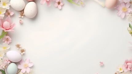 Fototapeta na wymiar sfondo colorato di pasqua con uova e spazio vuoto