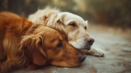 Two Dogs Resting Together