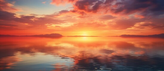 Naklejka na ściany i meble Beautiful cloudscape over the sea in the sunset view scene. AI generated image