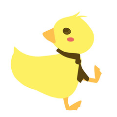 Cute yellow duck cartoon character