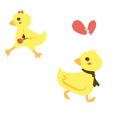 Cute yellow duck cartoon character