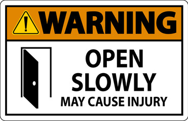 Obraz premium Warning Sign, Open Slowly, May Cause Injury