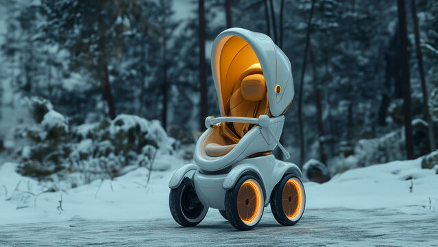 Designer Kinderwagen Buggy in moderner Form und Farbe, ai generativ