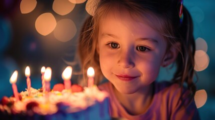 Little Girl Sitting in Front of Cake