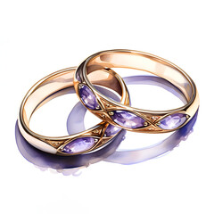 watercolor illustration wedding rings couple  colorful isolated on white background