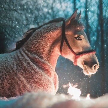 Horse in the Snow
Magical Horse,
Winter Dream
Warm in Winter
Whimsical Scene
beautiful light
Creative Art
Concept