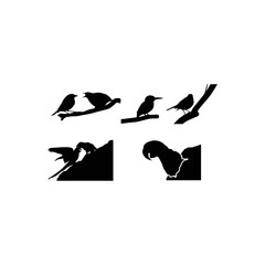Birds icon set. Vector Collection of Bird Silhouettes.Set of silhouettes of birds on a white background—vector illustration.
