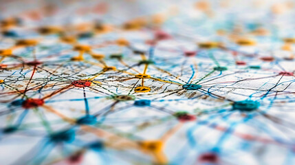 Map and navigation concept with a red pin on a subway map, symbolizing location discovery. - obrazy, fototapety, plakaty