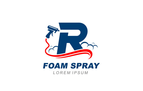 R Letter foam spray insulation logo template for symbol of business identity