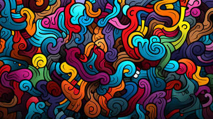 Funny doodle seamless pattern, artistic background