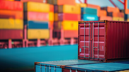 Fototapeta premium Containers for transportation. International logistics background. Export and import by sea