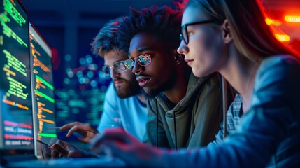 Obraz premium Group of People Engaged in Computer Screen