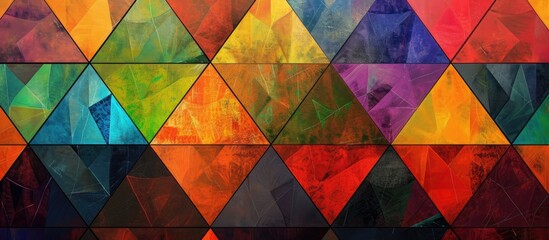 Illustration of mosaic banners with a multicolored triangle pattern background