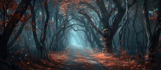 Fototapeten a frightening forest pathway © 2ragon