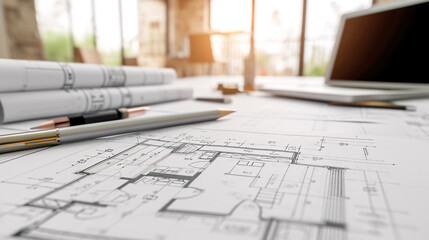 Precision and creativity in drawing professional construction blueprints and floor plans expert craftsmanship combines technical accuracy and artistic vision to bring architectural dreams to life - obrazy, fototapety, plakaty