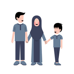 Flat Illustration Of Muslim Family