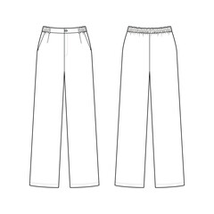 Fashion technical drawing of men's casual trousers with elastic band