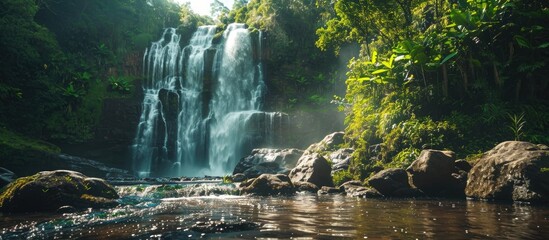 Blurred image of a waterfall in Chapada dos Guimaraes - obrazy, fototapety, plakaty