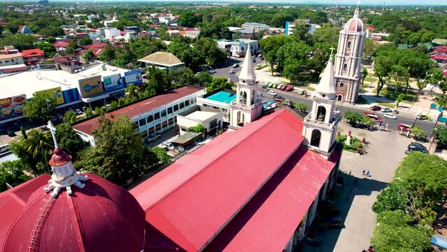 Iloilo City, Philippines - Aerial of Jaro Metropolitan Cathedral, and its famous belfry. Also known as National Shrine of Nuestra Se&ntilde;ora de La Candelaria.