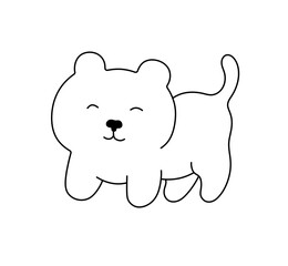 Vector isolated one single funny doodle kids drawing cat  colorless black and white contour line easy drawing