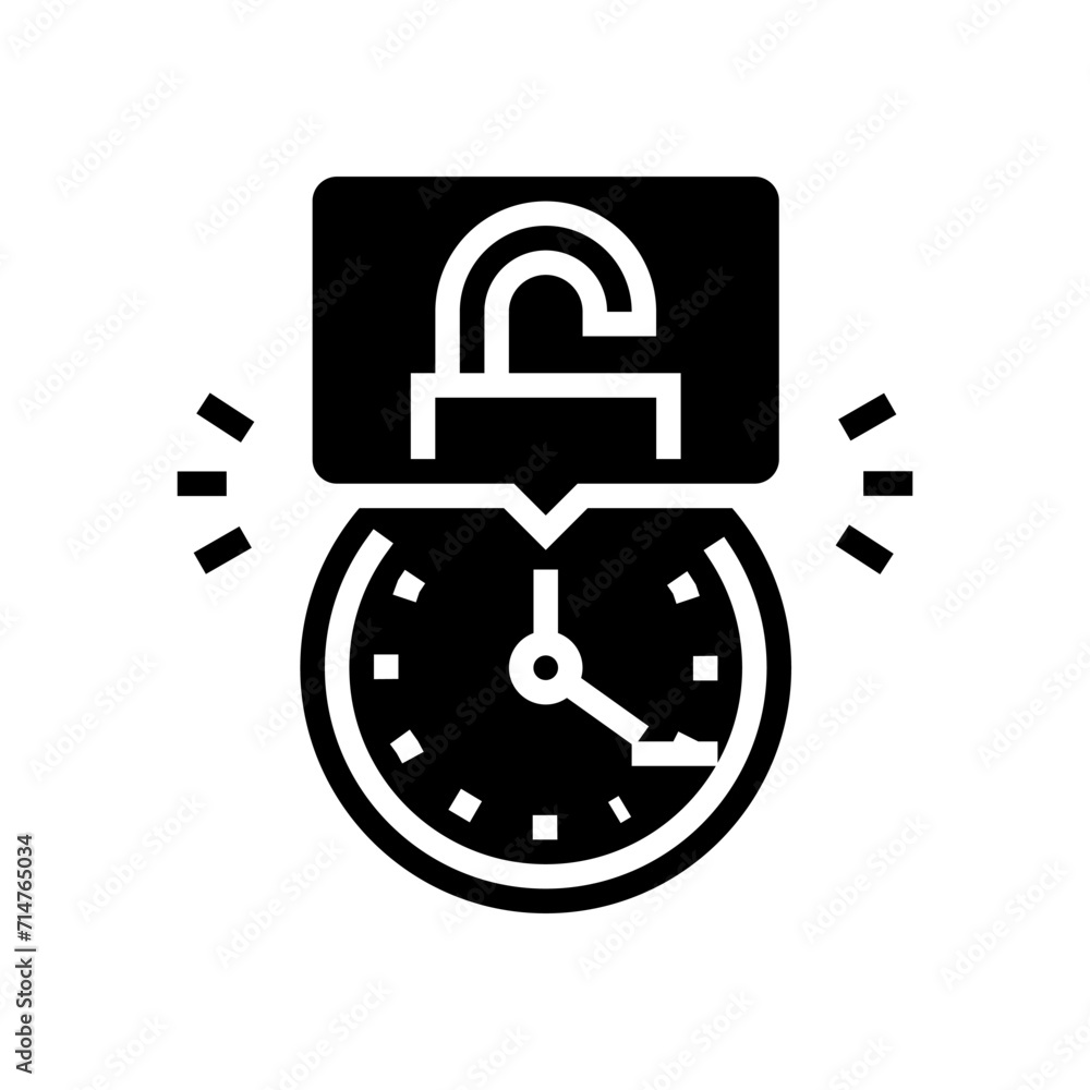 Poster hacking time management glyph icon vector. hacking time management sign. isolated symbol illustratio