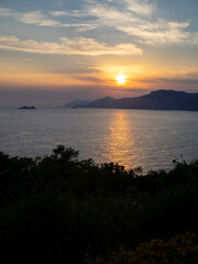 Sunset over the Amalfi peninsula