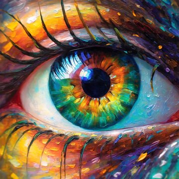 The Eye of the Eye Beautiful Closeup of Iris Closeup of a Beautiful Colorful Eye Art Concept © Miguel Soares