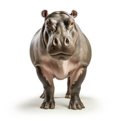 Fototapeta premium A hippopotamus standing isolated on a white background.