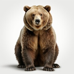 Fototapeta premium Brown bear standing isolated on a white background.