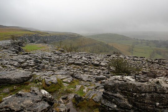 Mist over Malham Cove, in January, 2024.