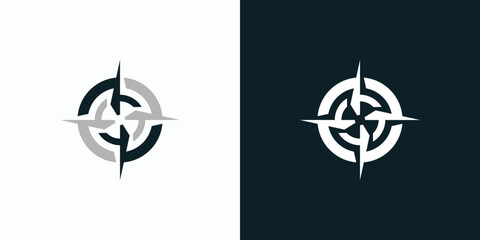 Compass icon illustration vector logo design.