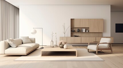 Minimalist Interior Design, A minimalist living room with sleek furniture, neutral colors, and a spacious, uncluttered look