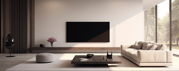 Minimalist Interior Design, A minimalist living room with sleek furniture, neutral colors, and a spacious, uncluttered look