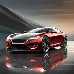 Luxury Performance Vehicle at Dusk. red car