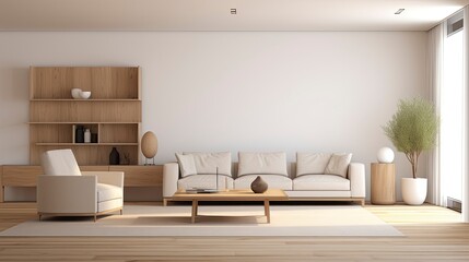 Fototapeta na wymiar Minimalist Interior Design, A minimalist living room with sleek furniture, neutral colors, and a spacious, uncluttered look