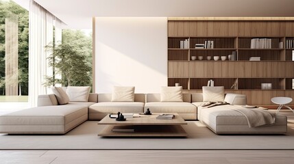 Minimalist Interior Design, A minimalist living room with sleek furniture, neutral colors, and a spacious, uncluttered look