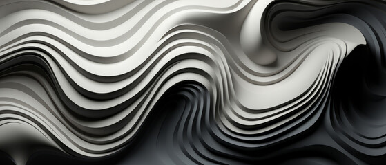 3D style Wavy Monochrome Wallpaper