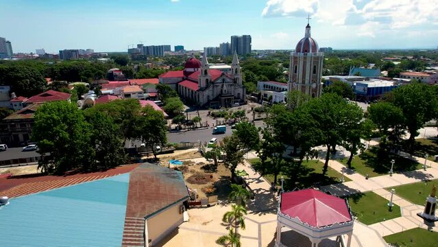 Iloilo City, Philippines - Aerial of Jaro Metropolitan Cathedral, and its famous belfry. Also known as National Shrine of Nuestra Se&ntilde;ora de La Candelaria.
