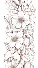 There is a black and white drawing of a bunch of flowers Generative Ai