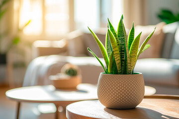 Sansevieria or snake plant on the table in  living room