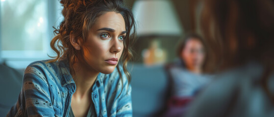 Introspective Young Woman Contemplating in Soft Indoor Light, A Moment of Quiet Reflection Captured