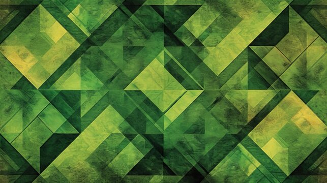 abstract background with a geometric green pattern reminiscent of a lush quilt - AI Generated Abstract Art