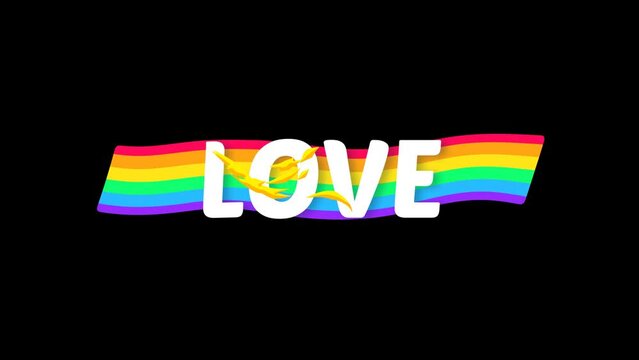 LGBTQ, LOVE Text Animation Transparent background. Pride concept, 4K