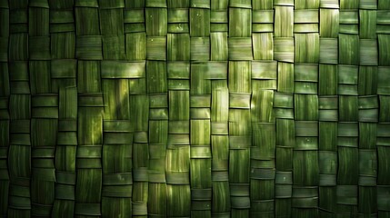 abstract green bamboo wall background - AI Generated Abstract Art - obrazy, fototapety, plakaty