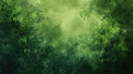 Bright Beam of Sunshine Shining Against the Magical Forest in shades of green - AI Generated Abstract Art