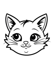 cute cat lineal illustration, coloring pages for kids