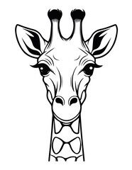 Cute giraffe portrait, vector lineal illustration. Coloring page for kids